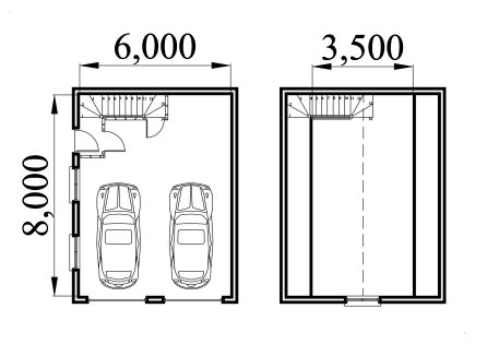 Garage Plan With Storage Loft 6080bl, How Wide Is A Garage Uk